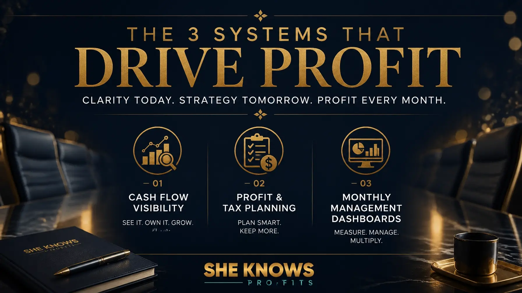 The 3 systems that drive profit — cash flow visibility, profit & tax planning, monthly management dashboards