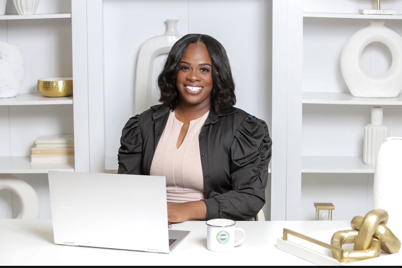 Erika Jones at her desk